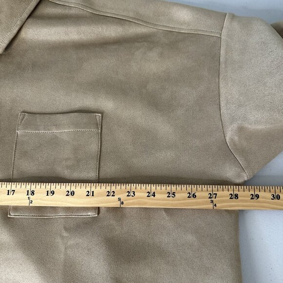 J Jill Button Up Shacket Jacket 3X Wearever Collection Faux Suede Tan - Picture 7 of 12